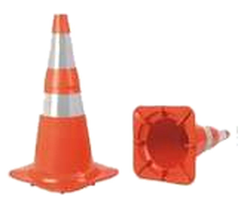 Cone 75cm NBR Emborrachado Laranja/Branco